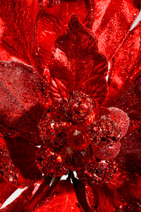 24" Glitter Jewel Display Poinsettia Stem Red - Image 2