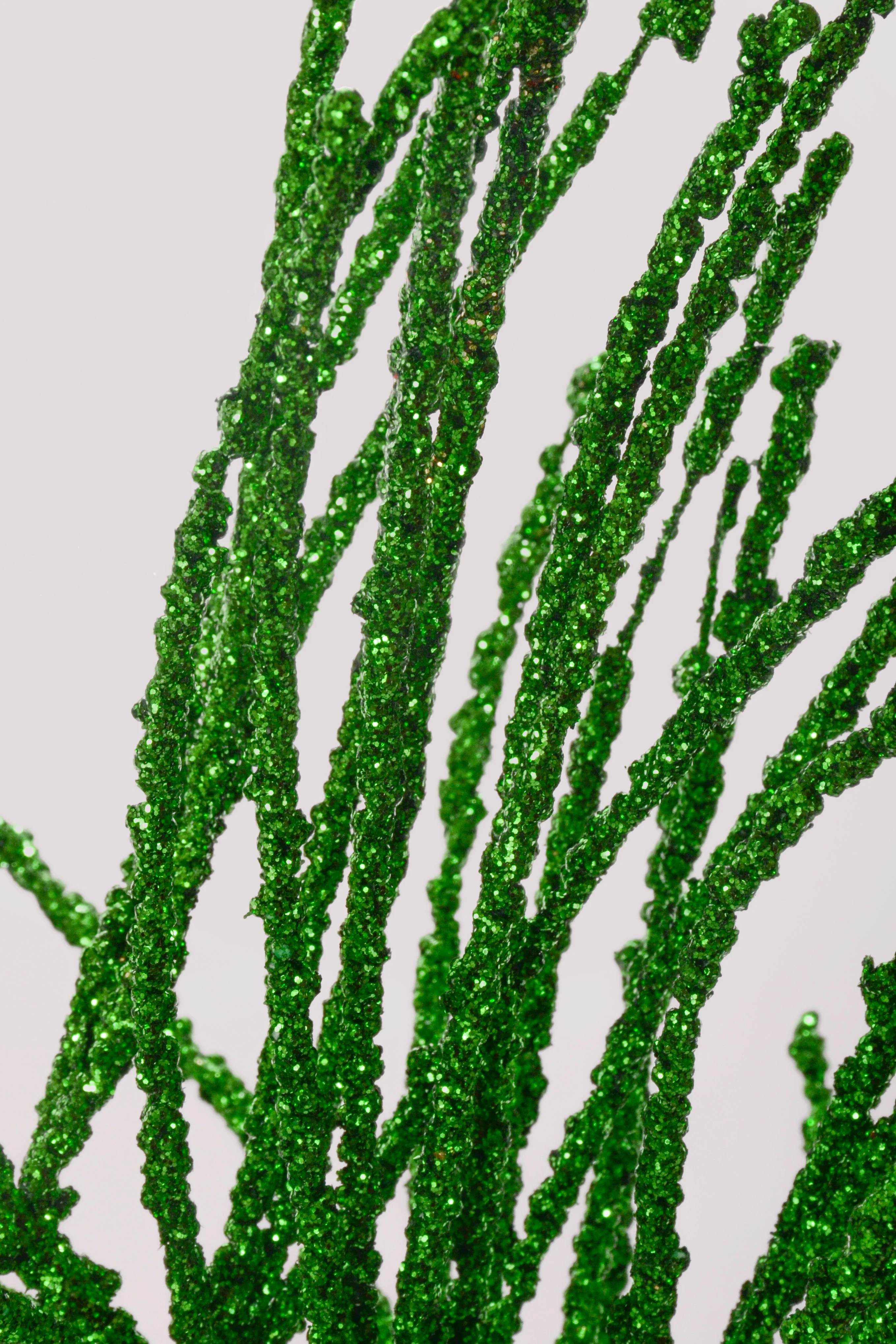 24" Glitter Pine Needle Berry Stem Green - Image 2
