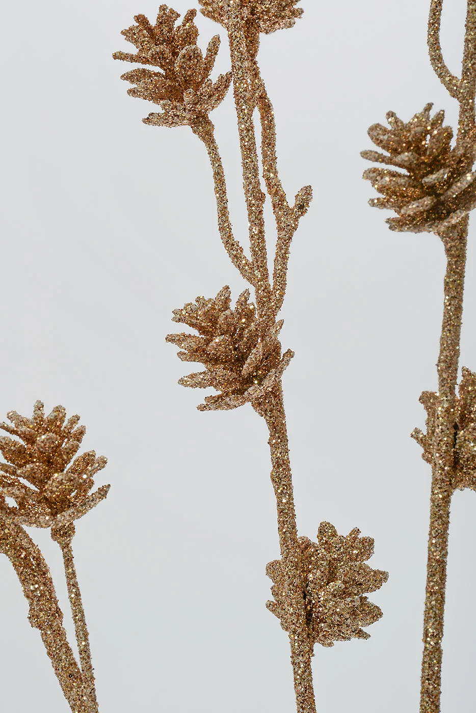 24" Glitter Pinecone Bush Champagne - Image 2