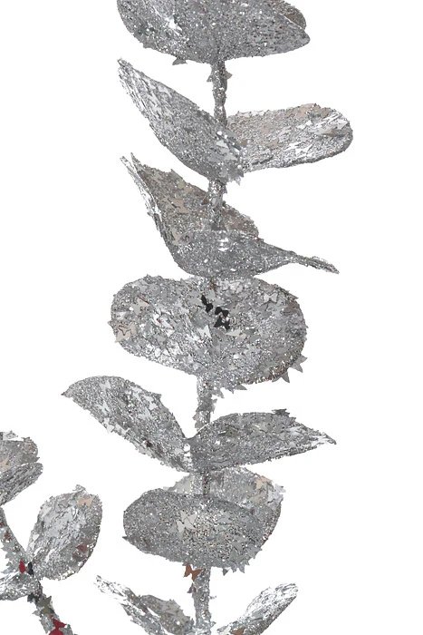 24" Glitter/Sequin Eucalyptus Spray Silver - Image 2