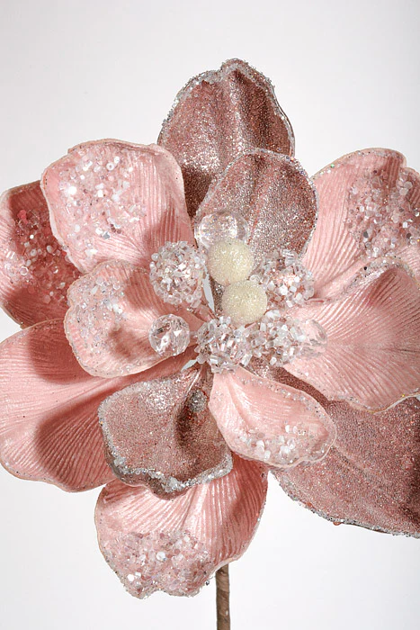 24" Iced W/Jewel Encrusted Magnolia Stem Blush - Image 2
