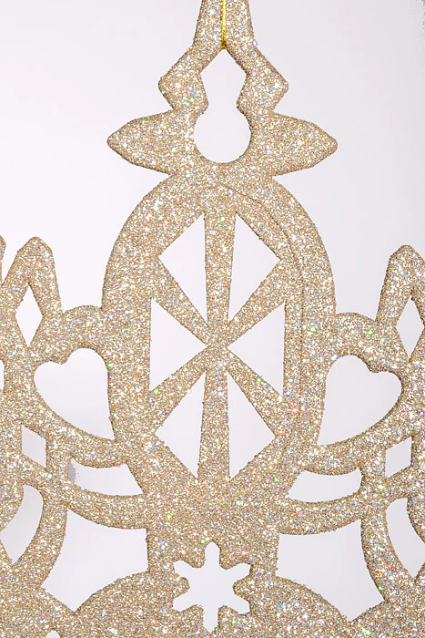 24" Plastic Snowflake W/Glitter & Jewel Champagne - Image 2
