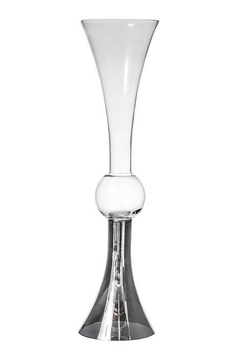 24" Reversible Glass Vase Clear/Silver