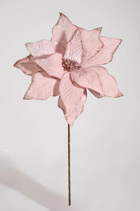 24" Rich Velvet Poinsettia Stem Pink - Image 2