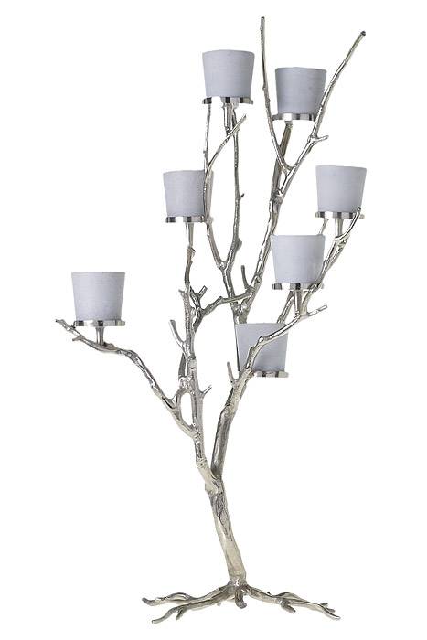 25.25" X 19" X 44" Metal Wildwood Candle Holder Silver