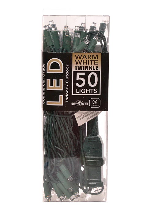 25.5Ft Ultra 50 Light Twinkle Led Green Wire Light Set Warm White - Image 2