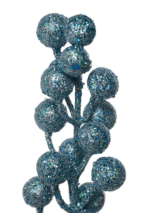 25" Glitter Berry Spray Turquoise - Image 2