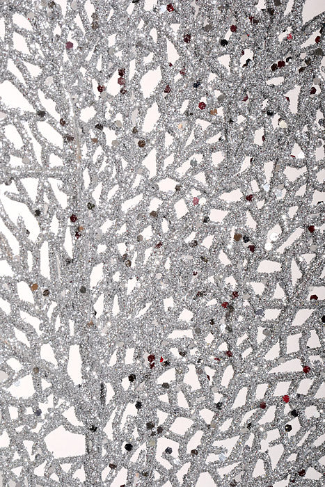 25" Glitter Mesh Leaf Silver - Image 2
