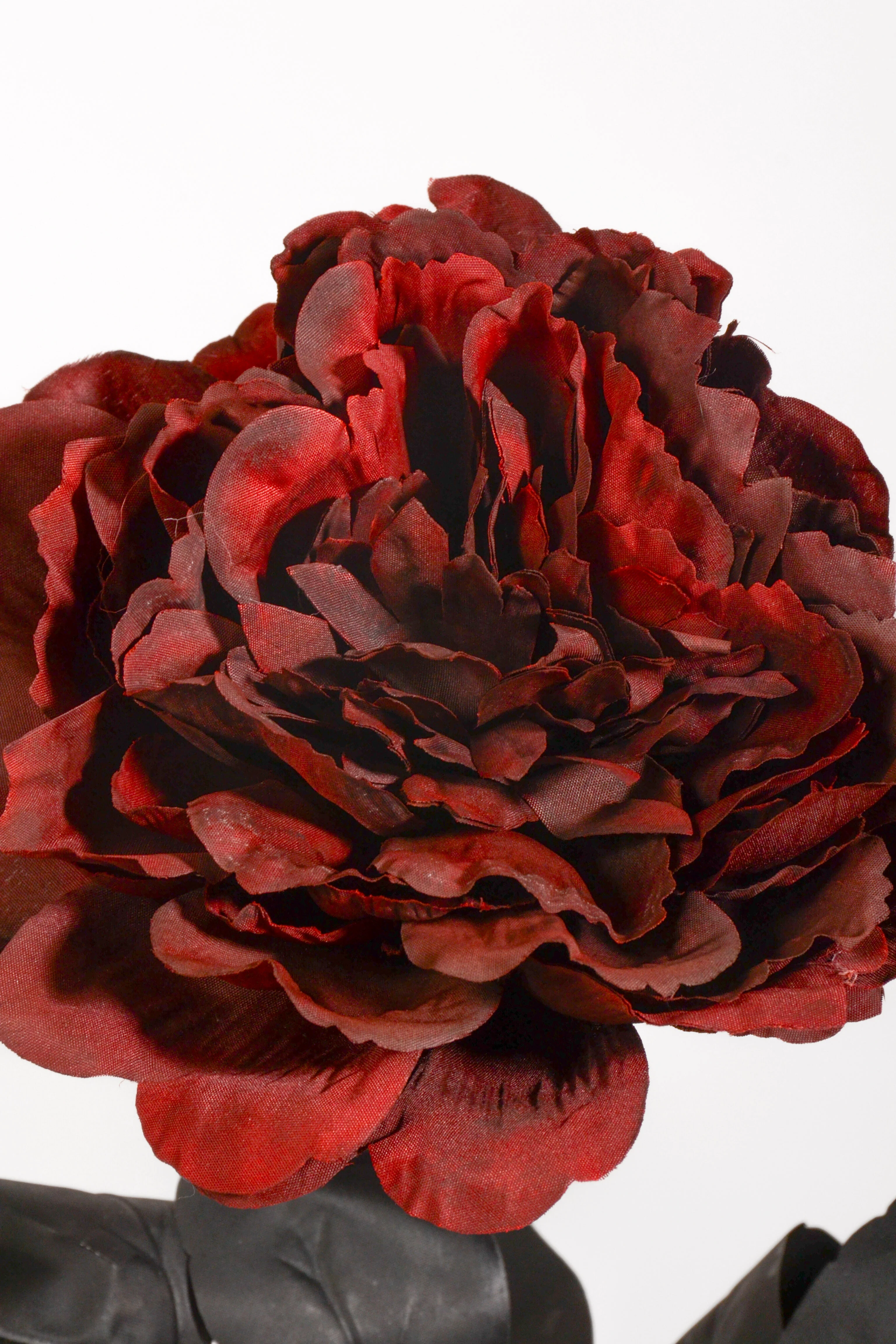 25" Silk Peony Spray Dark Red - Image 2
