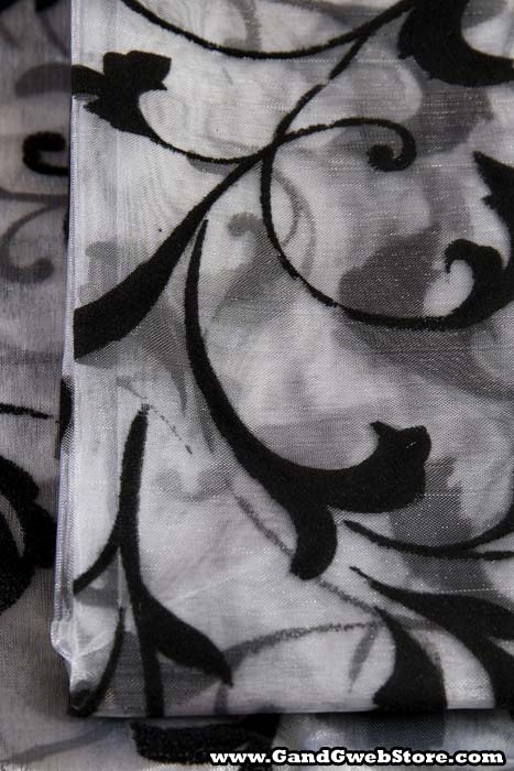 25" X 3yds Sheer Damask Sheet Black/white - Image 2