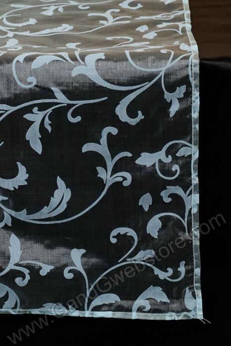 25" X 3yds Sheer/flocked Damask Sheet Light Blue - Image 2