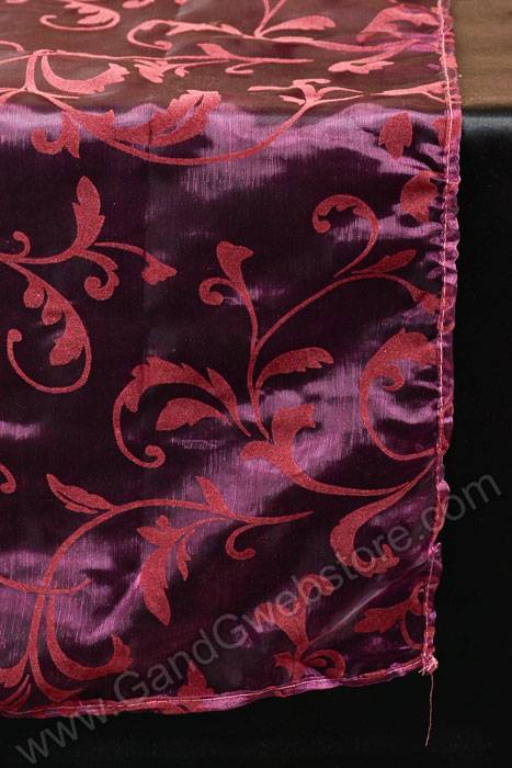 25" X 3yds Sheer/flocked Damask Sheet Wine - Image 2