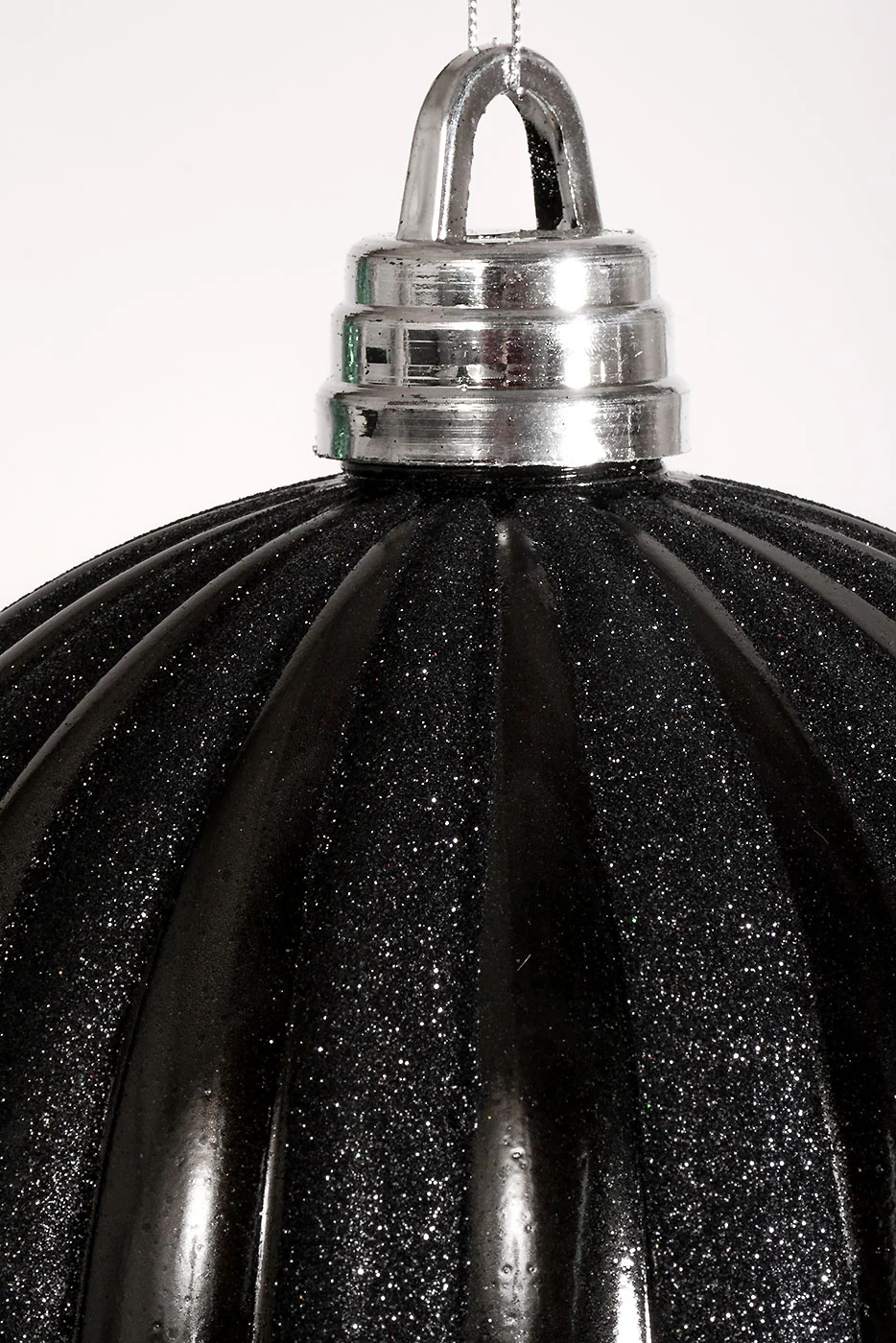 250Mm Plastic Shiny Pumpkin W/Glitter Ornament Black - Image 2
