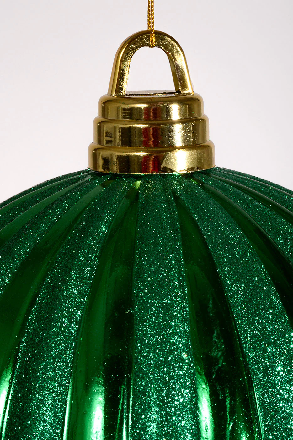 250Mm Plastic Shiny Pumpkin W/Glitter Ornament Green - Image 2
