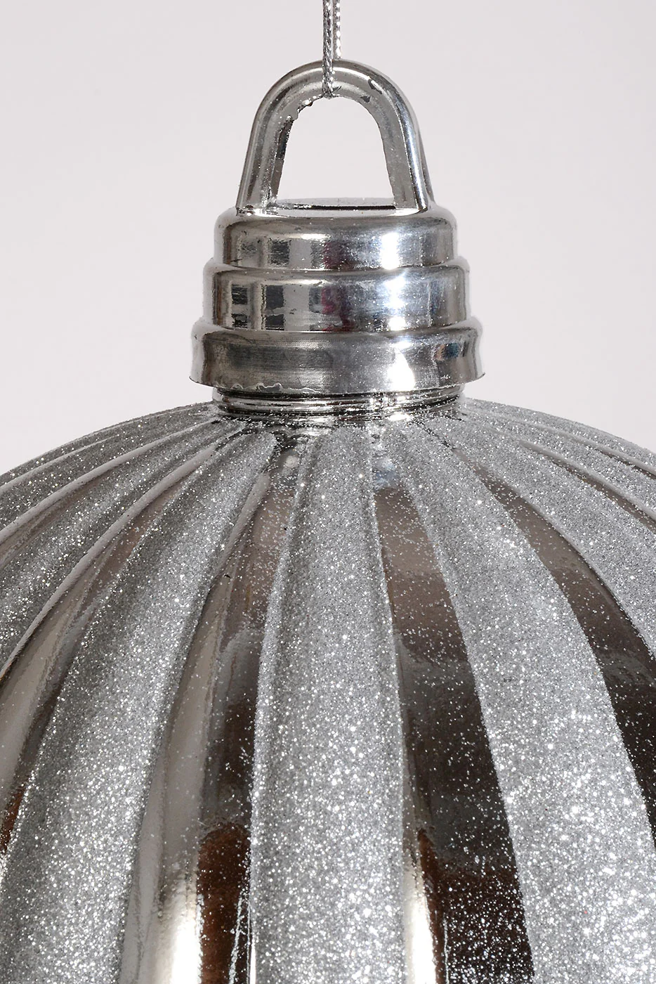 250Mm Plastic Shiny Pumpkin W/Glitter Ornament Silver - Image 2
