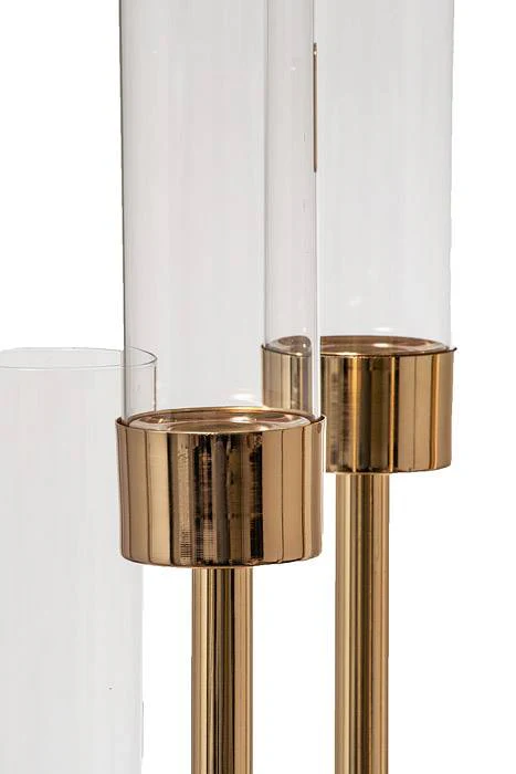26-50" Metal 8-lite Candle Holder W/glass Gold - Image 2