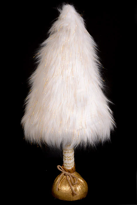 26" Christmas Cone Tree White/Gold