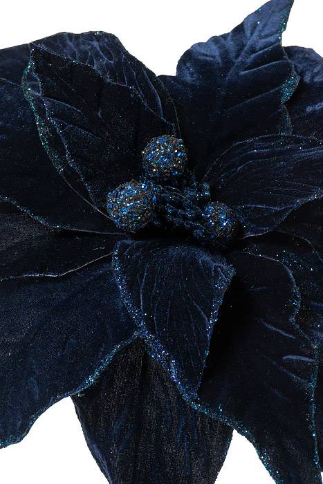26" Deluxe Velvet Large Poinsettia Midnight Blue - Image 2