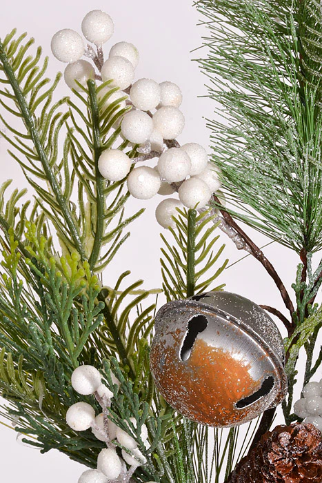 26" Pine Berry Bell Spray Green/White - Image 2