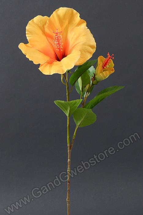 26" Silk Hibiscus Spray Yellow/Orange