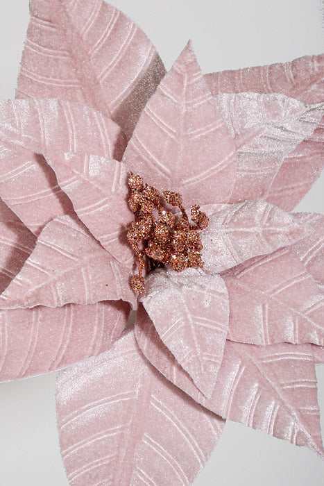 26" Velvet Poinsettia Stem Pink - Image 2