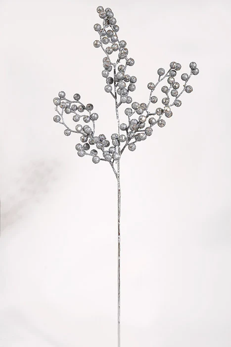 27.5" Glitter Berry Spray Grey