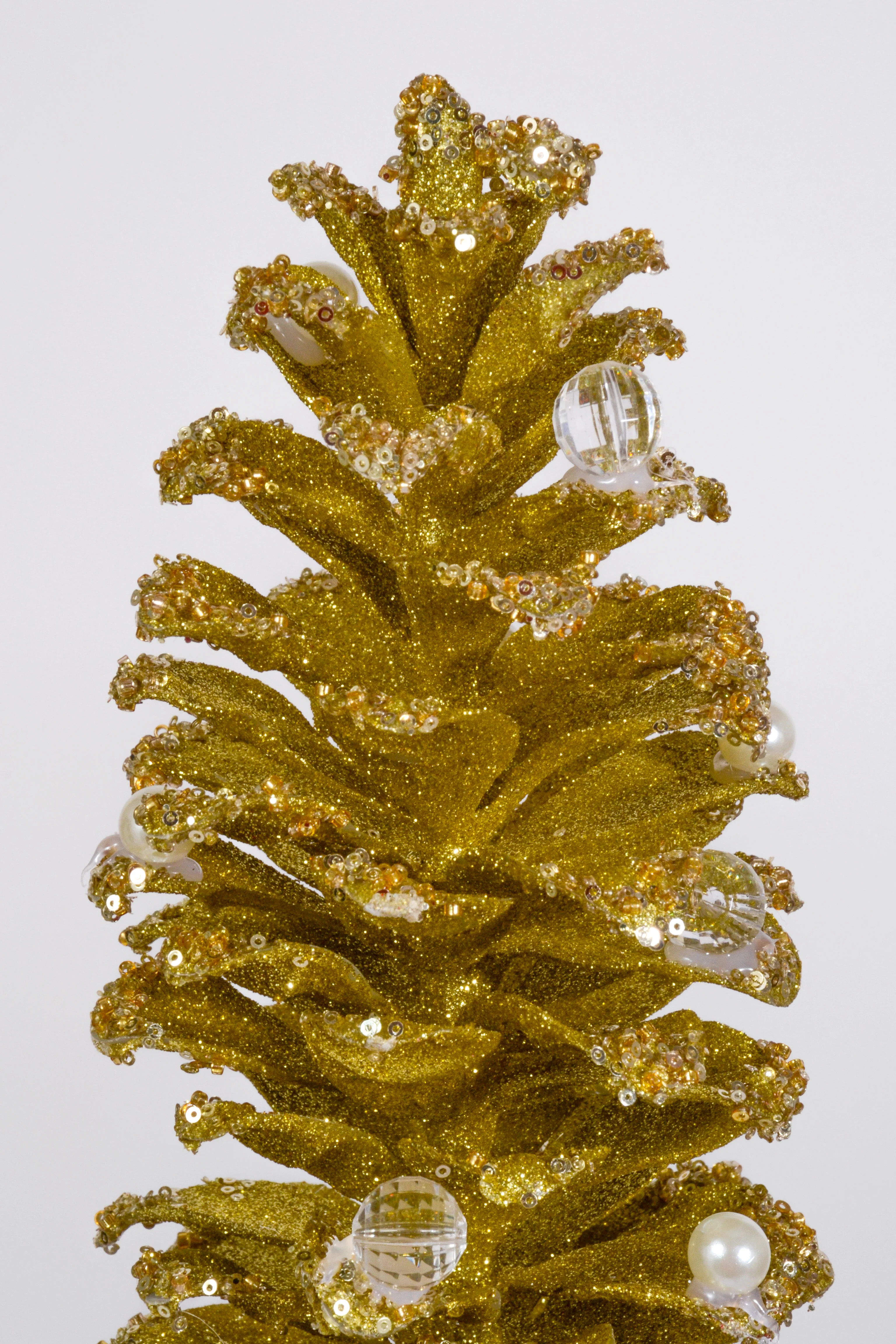 27'' Glitter Pinecone Spray With Pearl Gold - Image 2