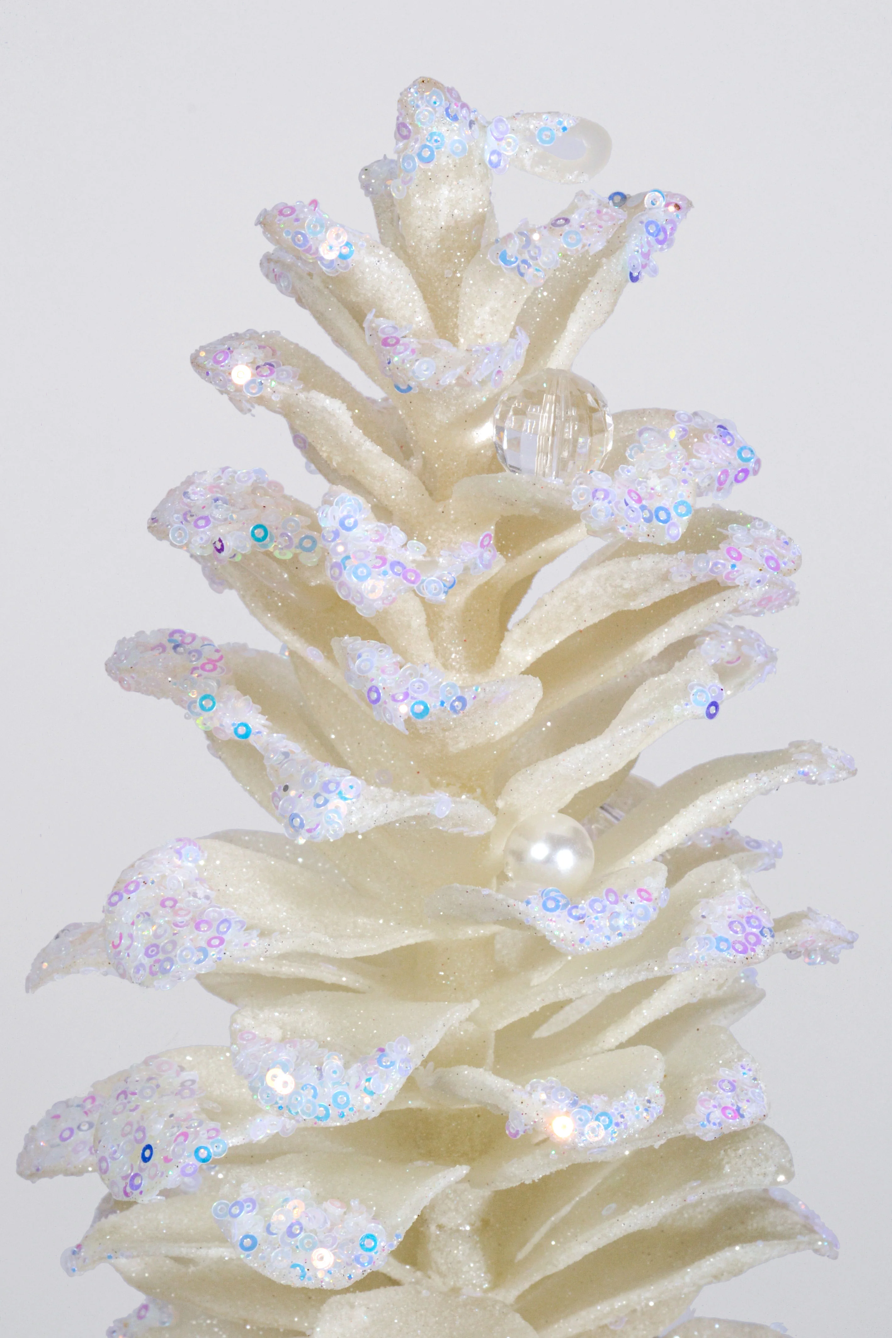 27'' Glitter Pinecone Spray With Pearl White - Image 2