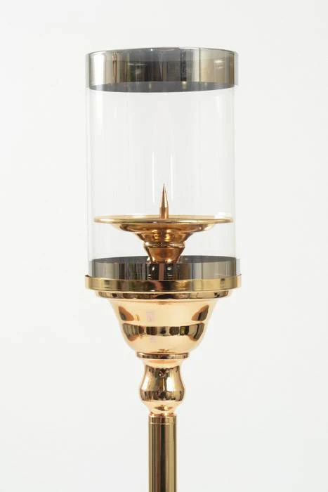 27" Metal Candle Holder Stand W/glass Gold - Image 2