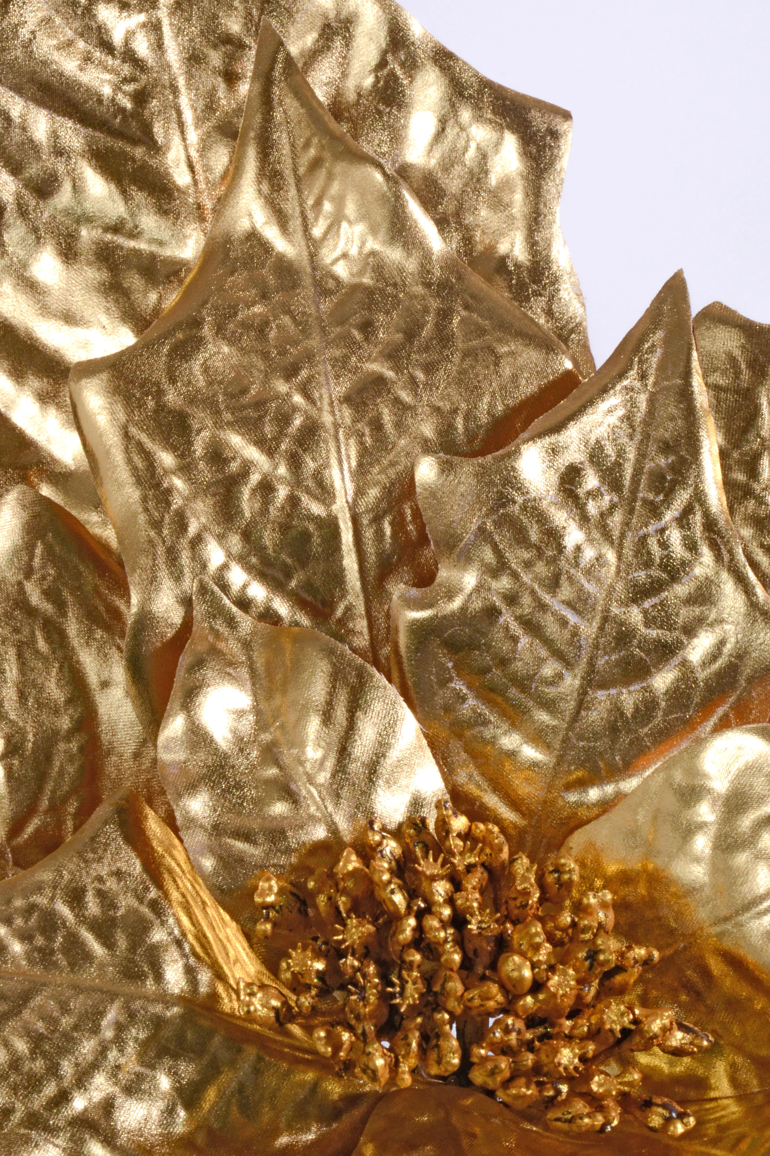27" Metallic Poinsettia Spray Gold - Image 2