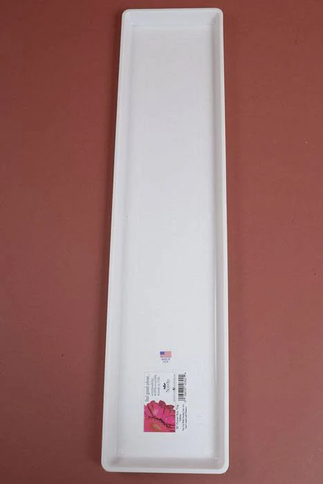 28.25" X 6.5" Flower Box Plastic Tray White