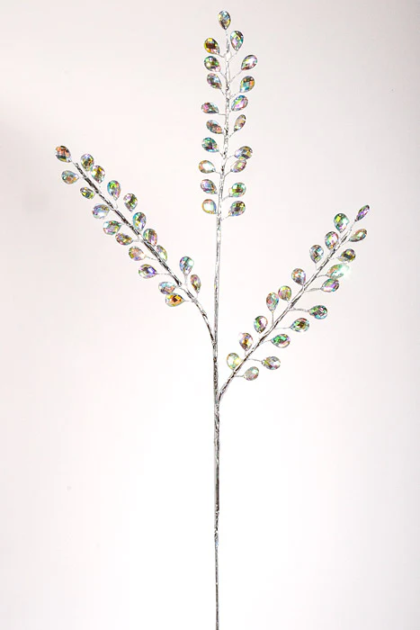 28.5" Crystal Bead Spray Iridescent Silver