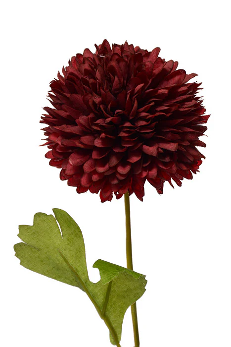 28.5" Silk Pompon Mum Spray Burgundy - Image 2