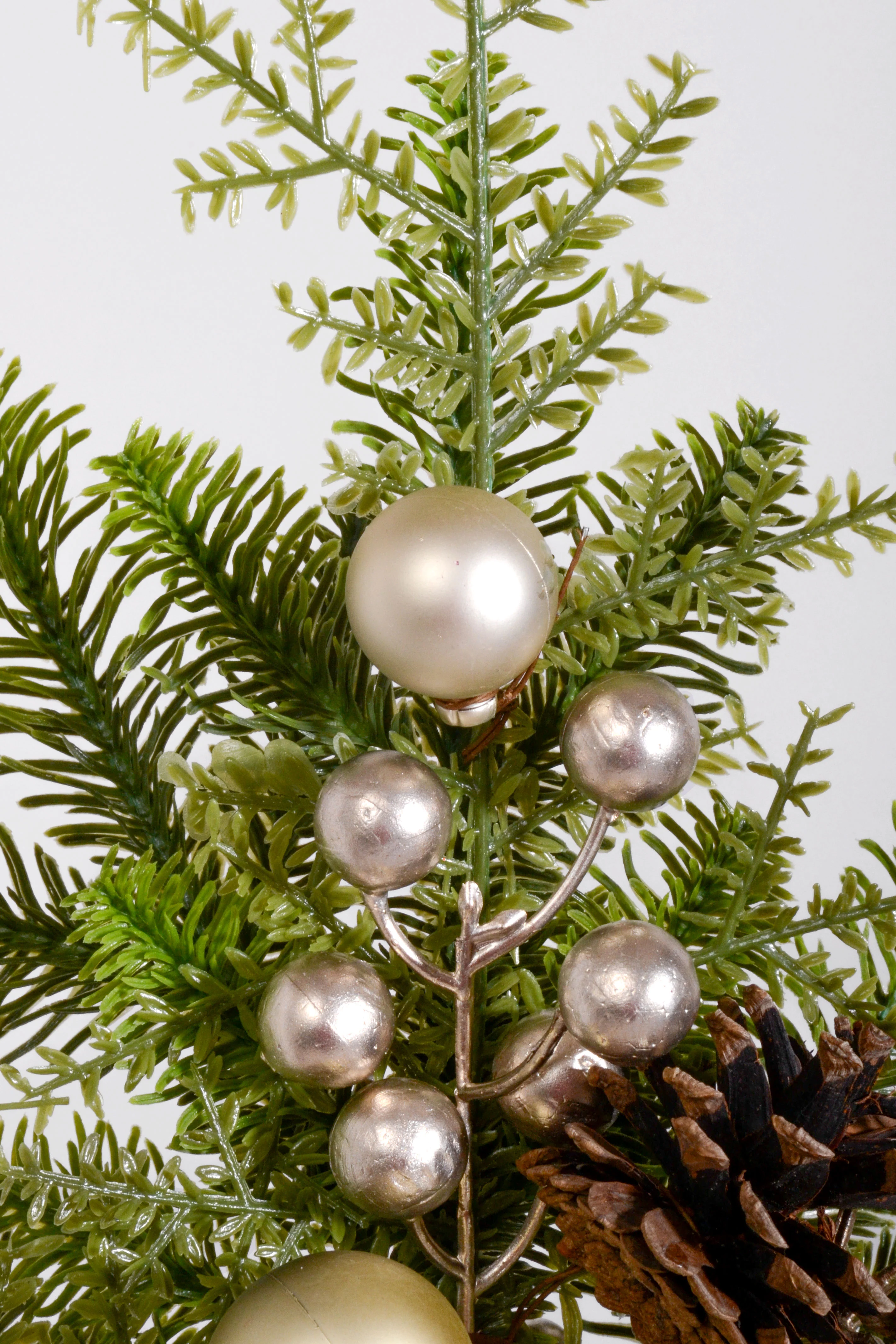 28" Ball Pinecone Spray Champagne - Image 2
