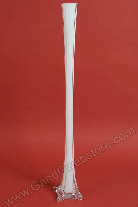 28" Eiffel Tower Glass Vase White