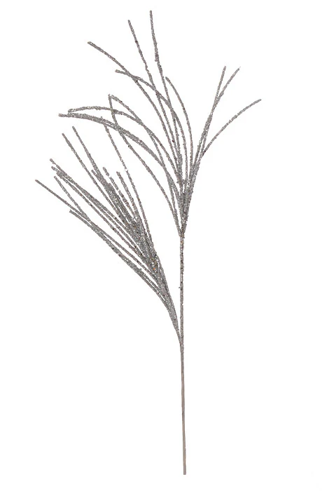 28" Micro Beaded/Sequin Grass Spray (Silver)