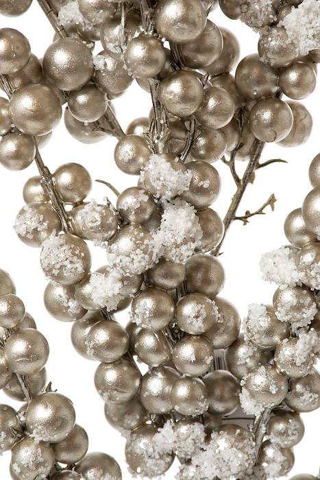 28" Snow Crusted Metal Berry Cluster Spray Platinum - Image 2