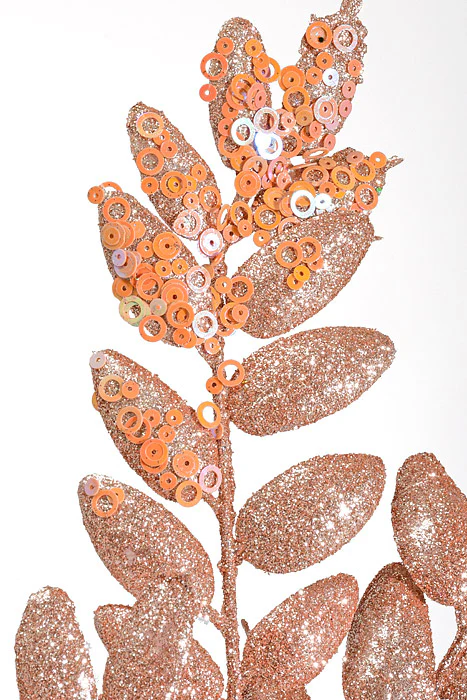 29" Glitter Leaf W/Sequin Spray Rose Gold - Image 2