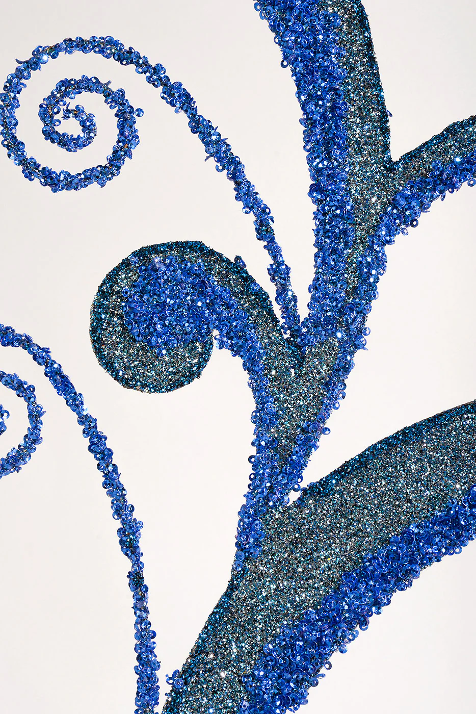 29" Metal Acanthus Scroll Glitter Spray Dark Blue - Image 2