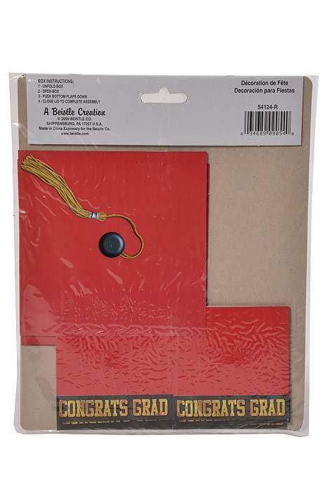 3.25 X 3.25" Grad Cap Favor Boxes Red Pkg/3 - Image 2