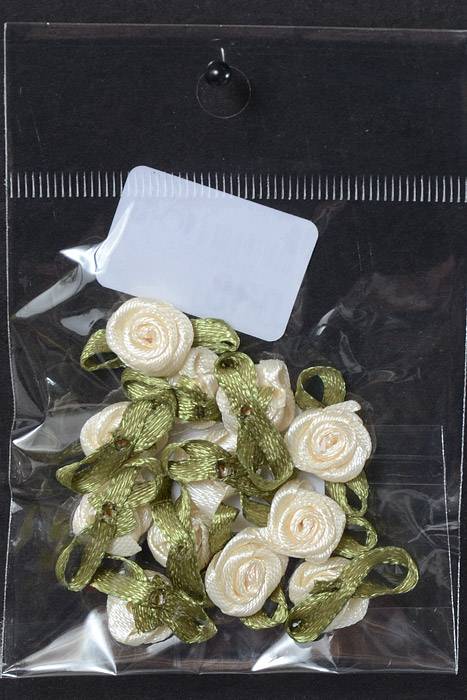 3/4" Ribbon Rose Ivory Pkg/12 - Image 2