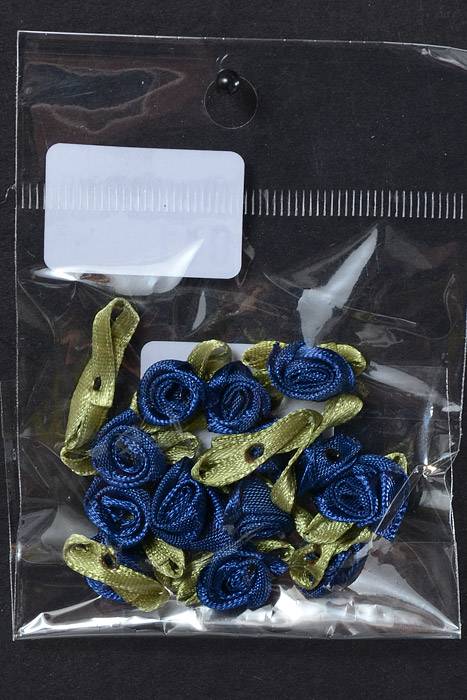 3/4" Ribbon Rose Navy Pkg/12 - Image 2