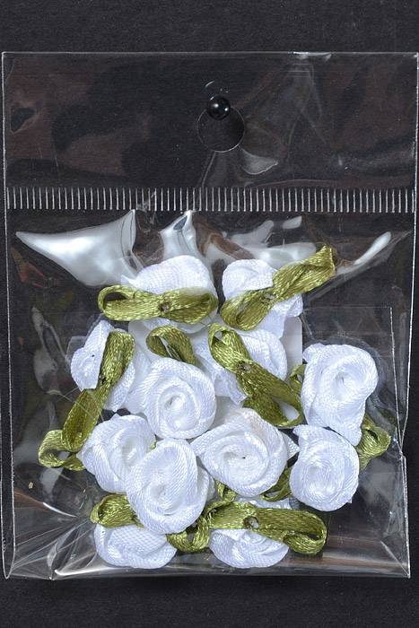 3/4" Ribbon Rose White Pkg/12 - Image 2