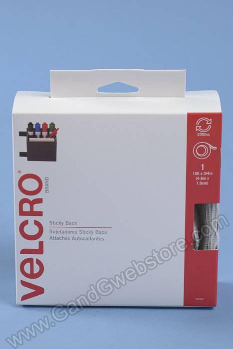3/4" X 15ft Velcro Roll W/sticky Back White - Image 2