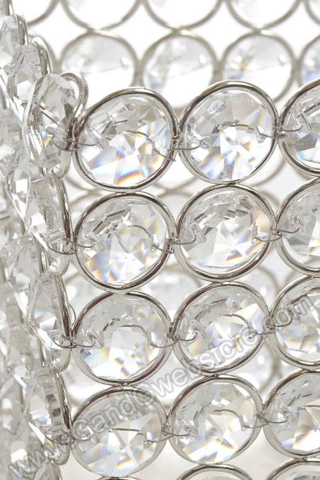 3.5" X 3.5" X 4.25" Crystal Bead Candle Holder Silver - Image 2