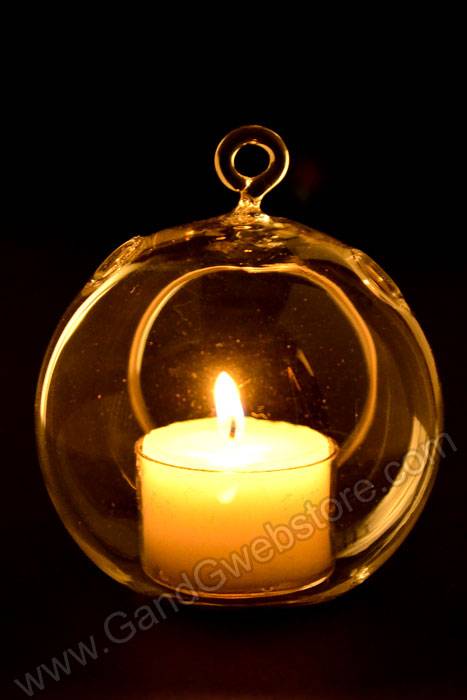 3.75" Hanging Candle Holder Round Glass Terrarium Pkg/6 - Image 3