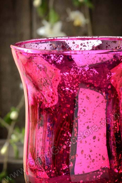 3.75" Mercury Glass Candle Holder Fuchsia - Image 2