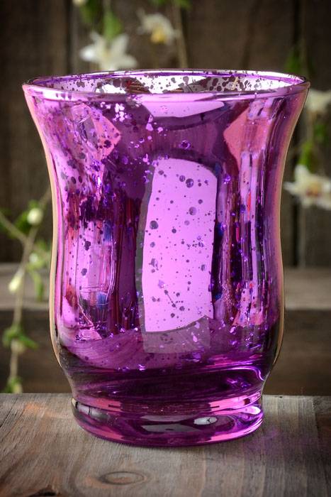 3.75" Mercury Glass Candle Holder Purple