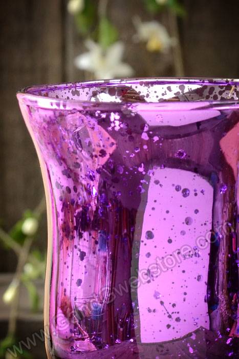 3.75" Mercury Glass Candle Holder Purple - Image 2