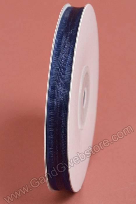 3/8" 25yds Sheer Pull Bow Ribbon Navy Blue - Image 2